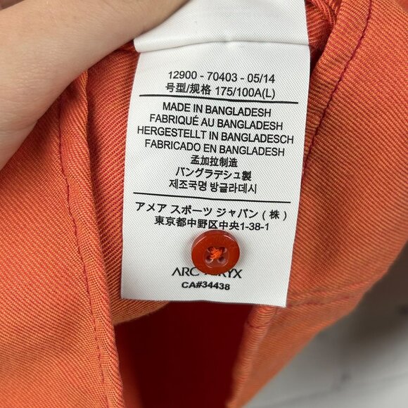 Arcteryx Orange Button Shirt Womens L Long Sleeve Relaxed Fit Outdoors Gorpcore - Picture 5 of 12